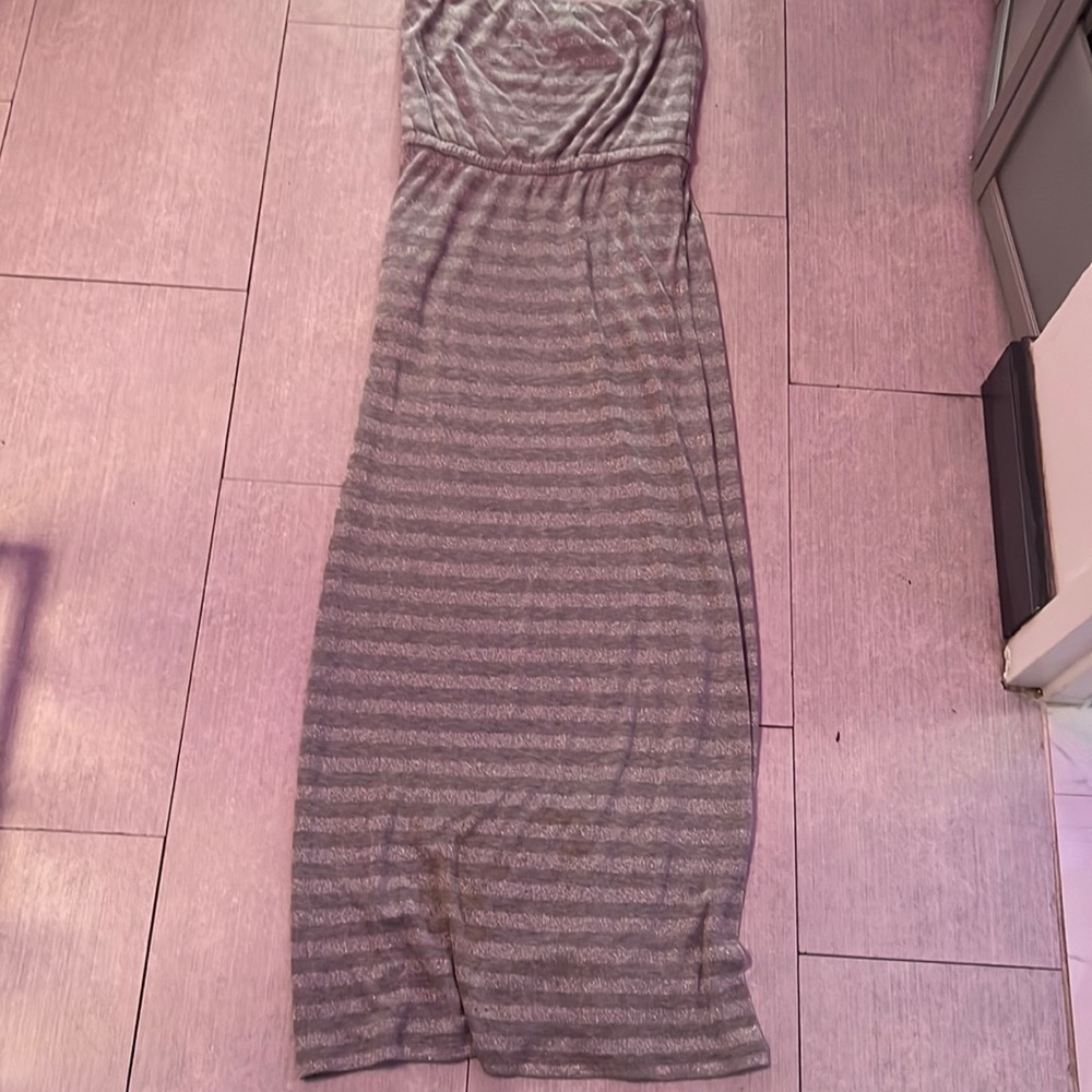 Gently used metallic silver maxi dress
